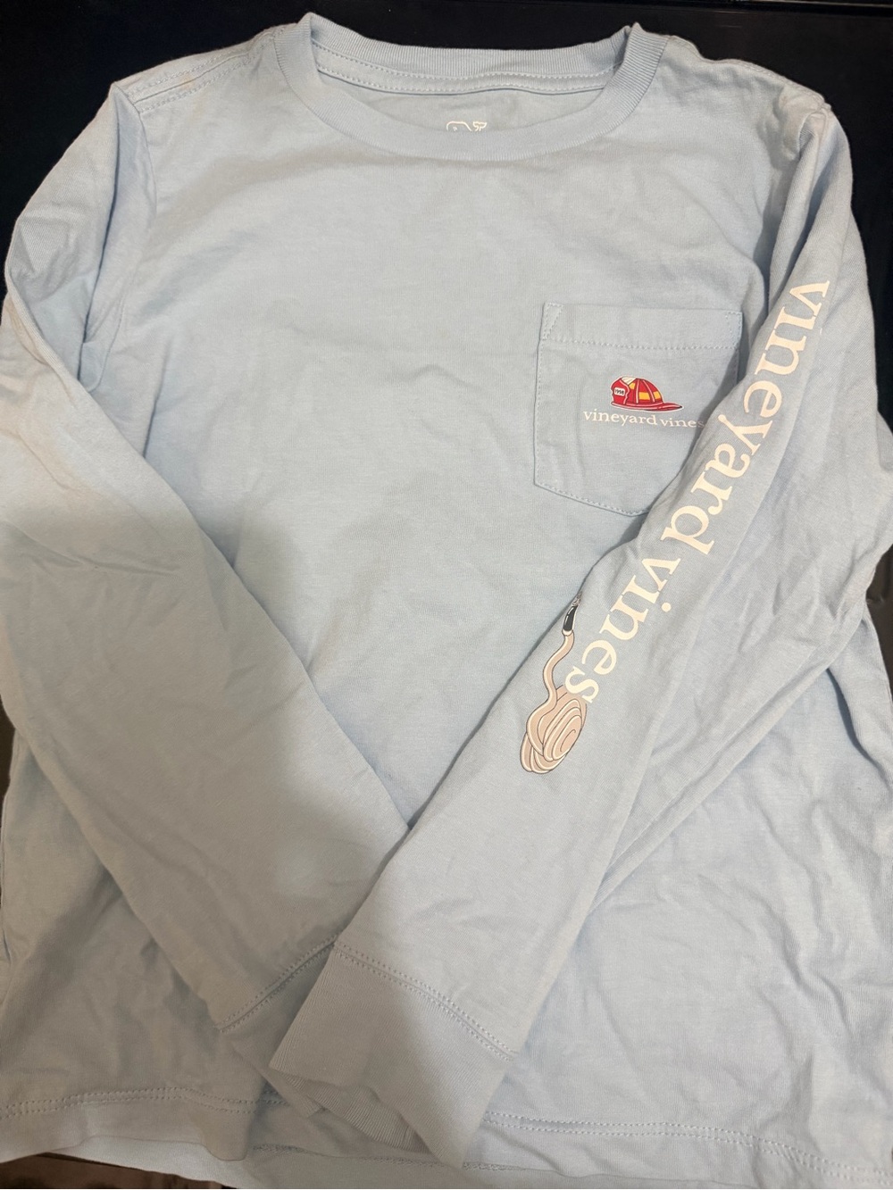 Vineyard Vines Pale Blue Long-Sleeve Pocket Tee with Sleeve Logo